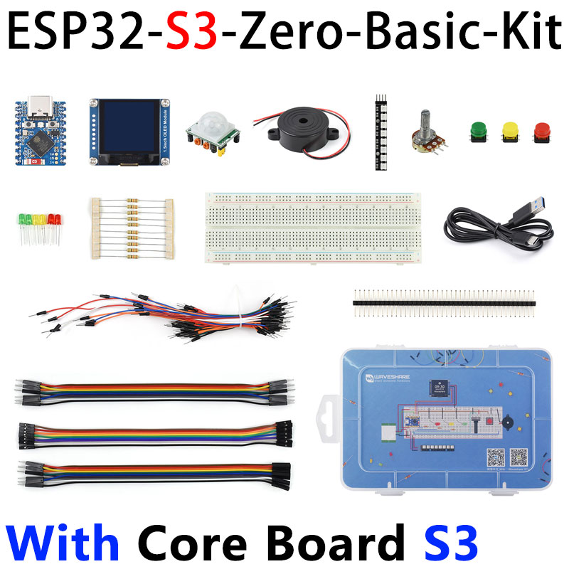 ESP32-S3/C6/C3 Zero Starter Learning Kit Diy School Kit Arduino /MicroPython /ESP-IDF