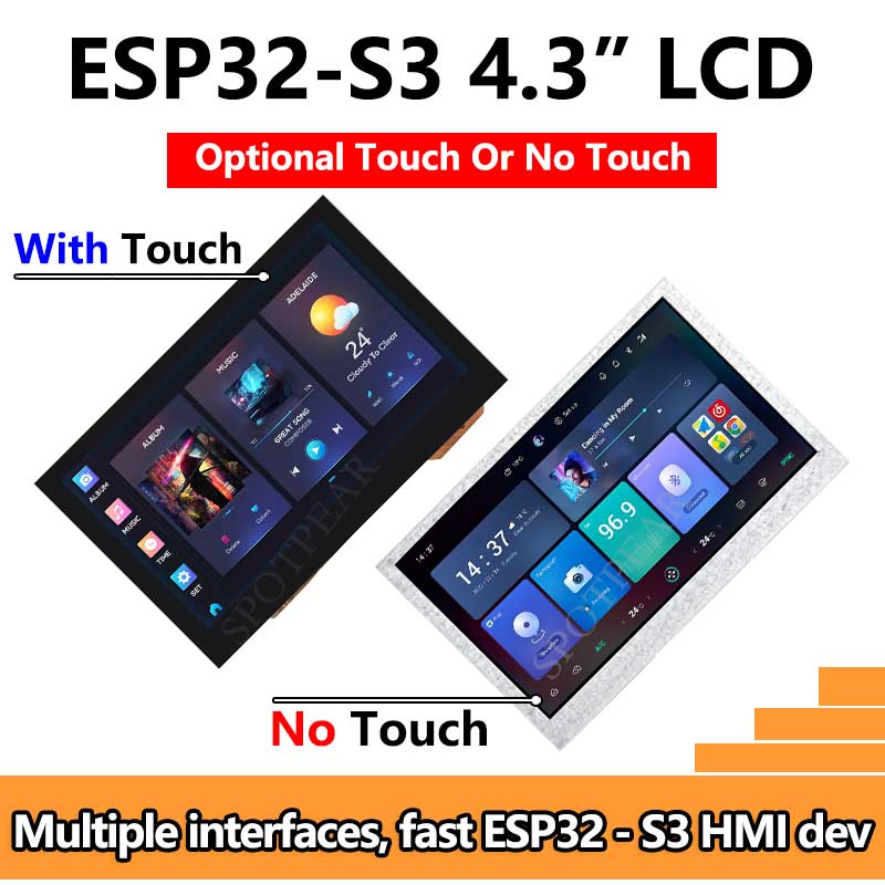 ESP32 S3 4.3inch LCD 800x480 Captive TouchScreen Display Board LVGL with Sensor CAN I2C RS485