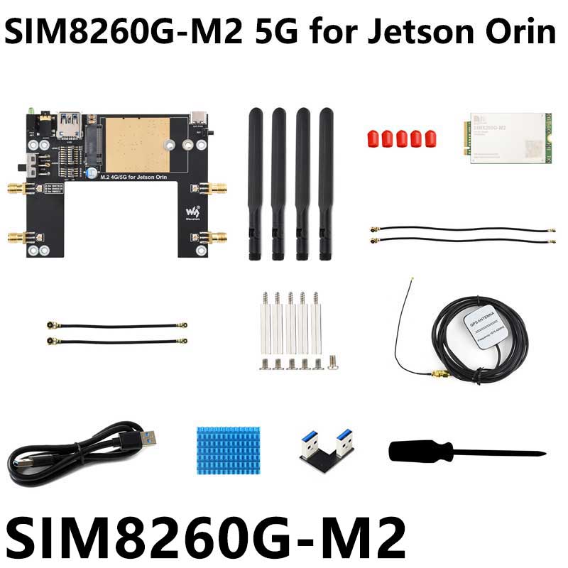 Jetson Orin 5G/4G/3G expansion board GNSS GPS SIM8260G-M2 SIM8262E-M2