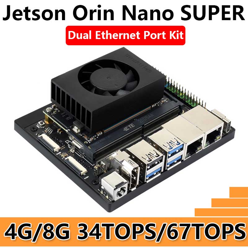 Jetson Orin Nano SUPER 4GB/8GB 34TOPS/67TOPS Dual Ethernet AI Development Board