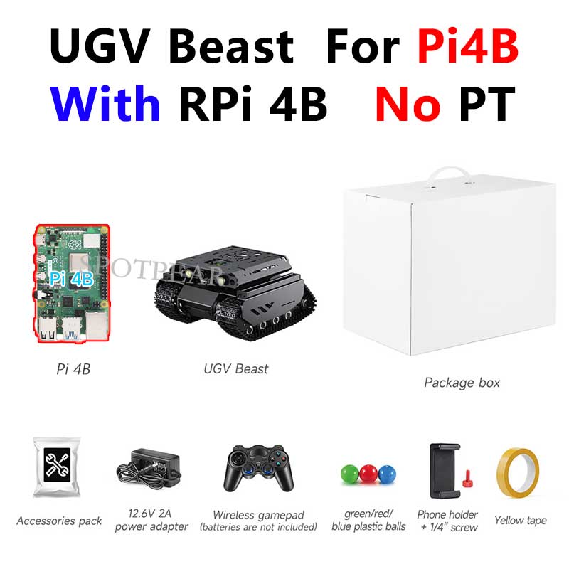 UGV Beast PT AI 4G 5G OpenCV Robot Car MediaPipe For Raspberry Pi4B/5