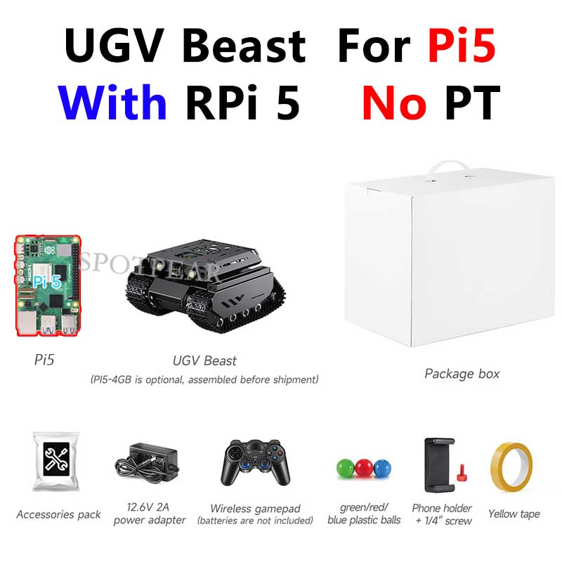 UGV Beast PT AI 4G 5G OpenCV Robot Car MediaPipe For Raspberry Pi4B/5