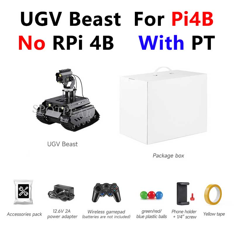 UGV Beast PT AI 4G 5G OpenCV Robot Car MediaPipe For Raspberry Pi4B/5