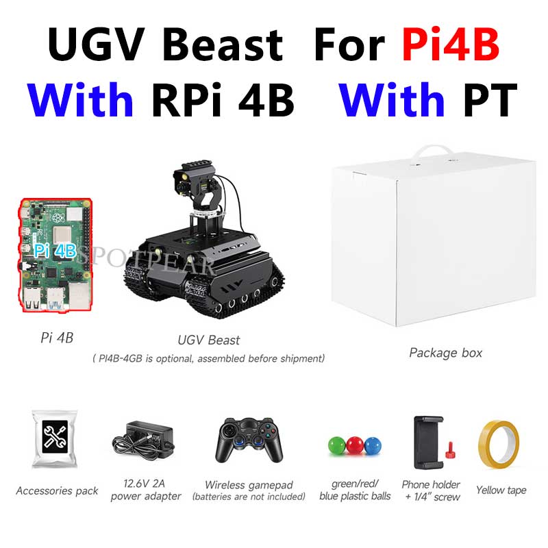 UGV Beast PT AI 4G 5G OpenCV Robot Car MediaPipe For Raspberry Pi4B/5