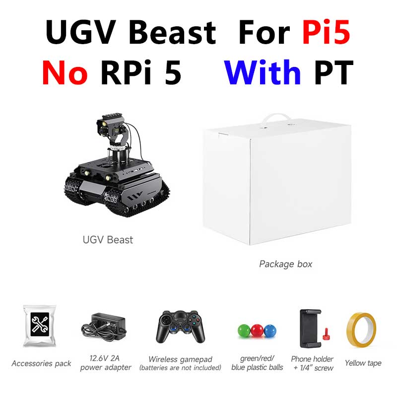 UGV Beast PT AI 4G 5G OpenCV Robot Car MediaPipe For Raspberry Pi4B/5