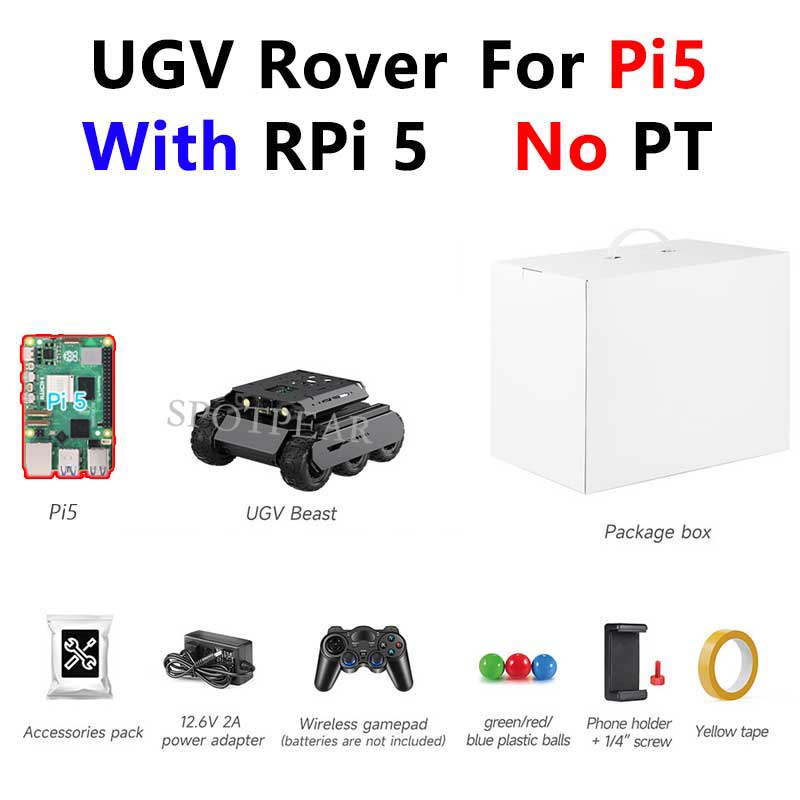 UGV Rover PT AI OpenCV Robot Car MediaPipe For Raspberry Pi