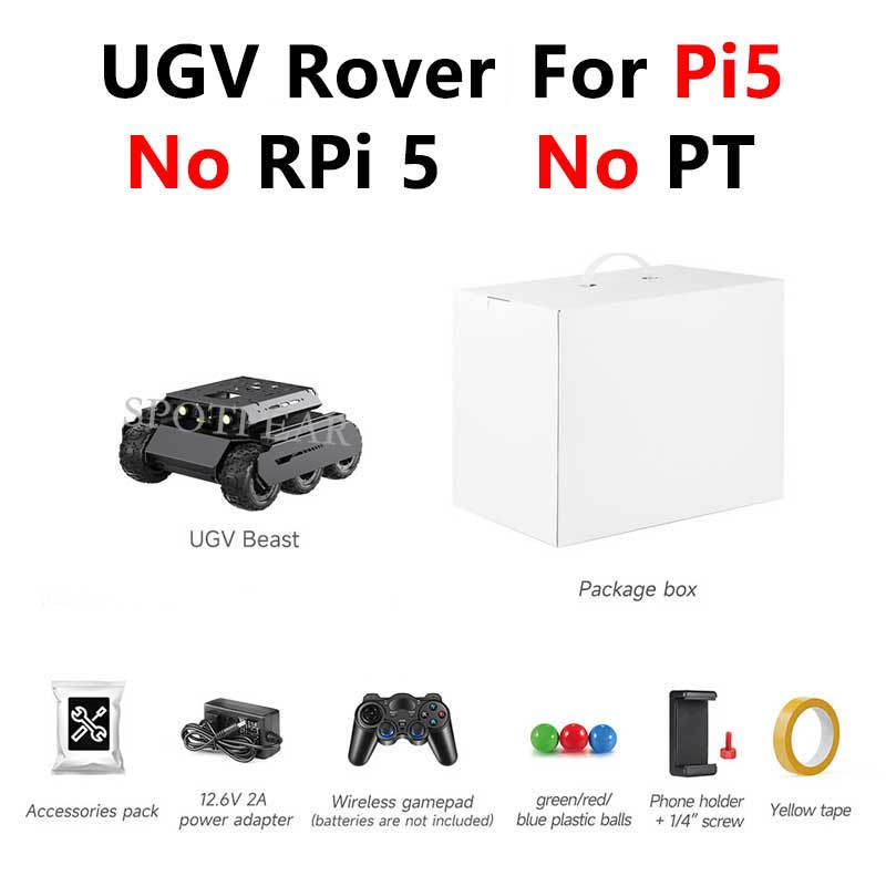 UGV Rover PT AI OpenCV Robot Car MediaPipe For Raspberry Pi