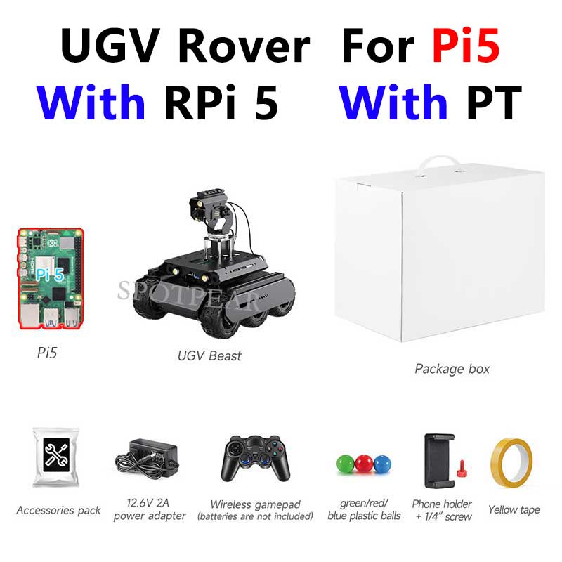 UGV Rover PT AI OpenCV Robot Car MediaPipe For Raspberry Pi