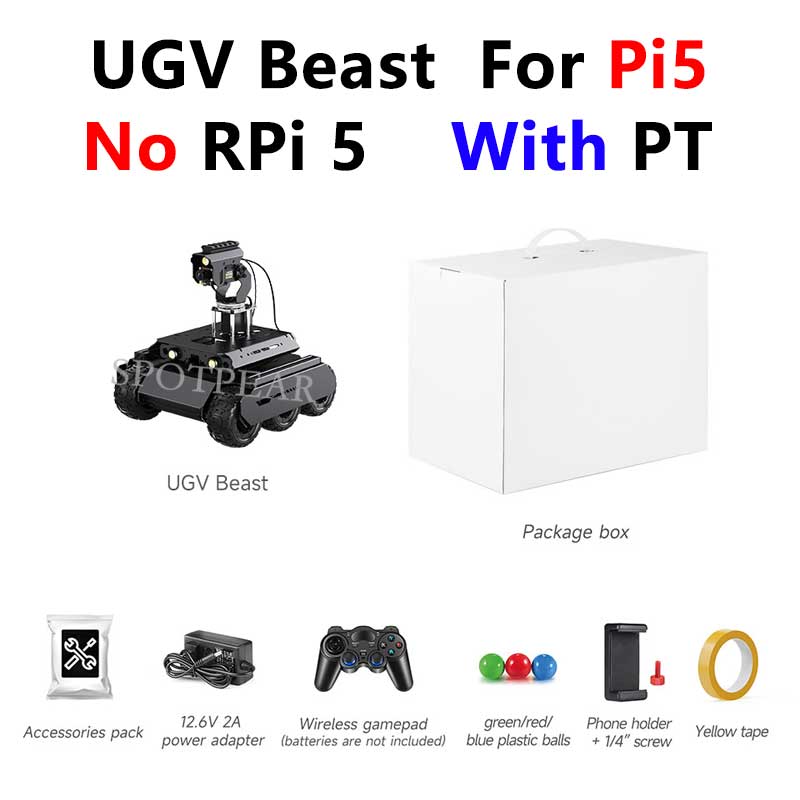 UGV Rover PT AI OpenCV Robot Car MediaPipe For Raspberry Pi