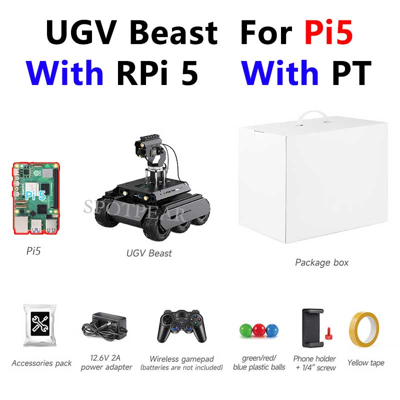 UGV Rover PT AI OpenCV Robot Car MediaPipe For Raspberry Pi