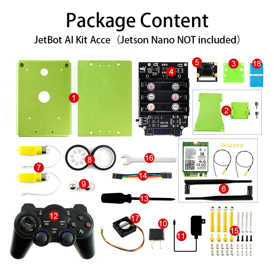 JetBot AI Kit Accessories, Add ons for Jetson Nano to Build JetBot