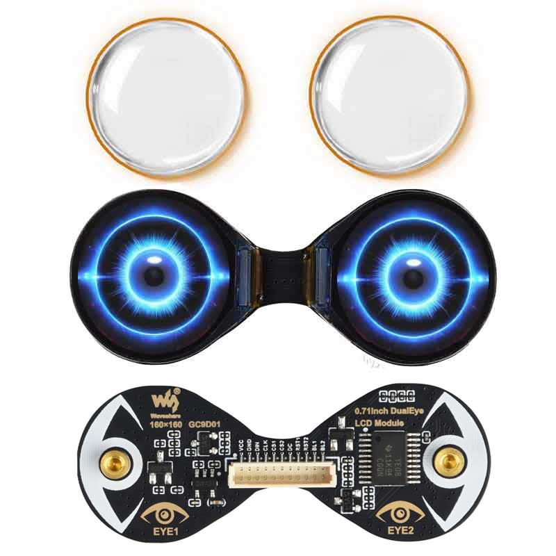 Electronic EYE 0.71 inch Round Double LCD Display Dual Screen For Arduino Raspberry Pi ESP32 Pico STM32