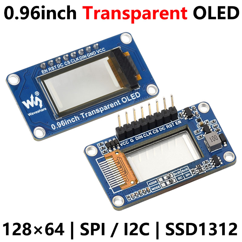 0.96inch Transparent OLED 128×64 SSD1312 For Arduino/Raspberry Pi /ESP32 /STM32