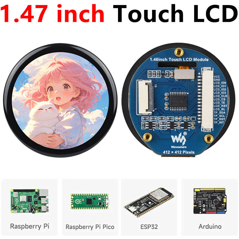 1.46inch LCD TouchScreen Display 412×412 SPD2010 For Arduino /Raspberry Pi /ESP32 /Pico /STM32