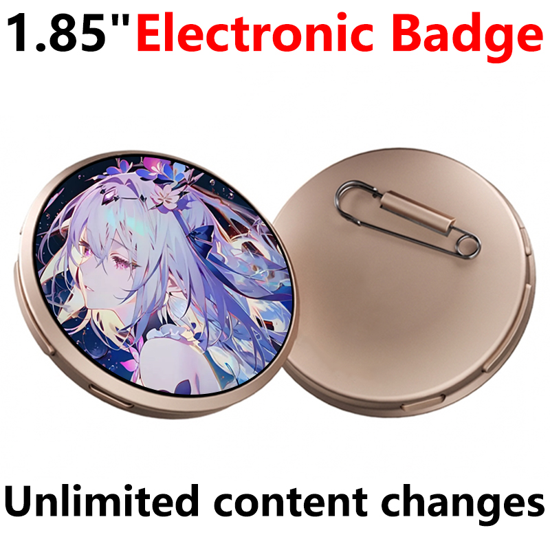 1.85-inch Round LCD Electronic Badge Display 1.85inch TouchScreen Speaker Concert Anime Convention Brooches
