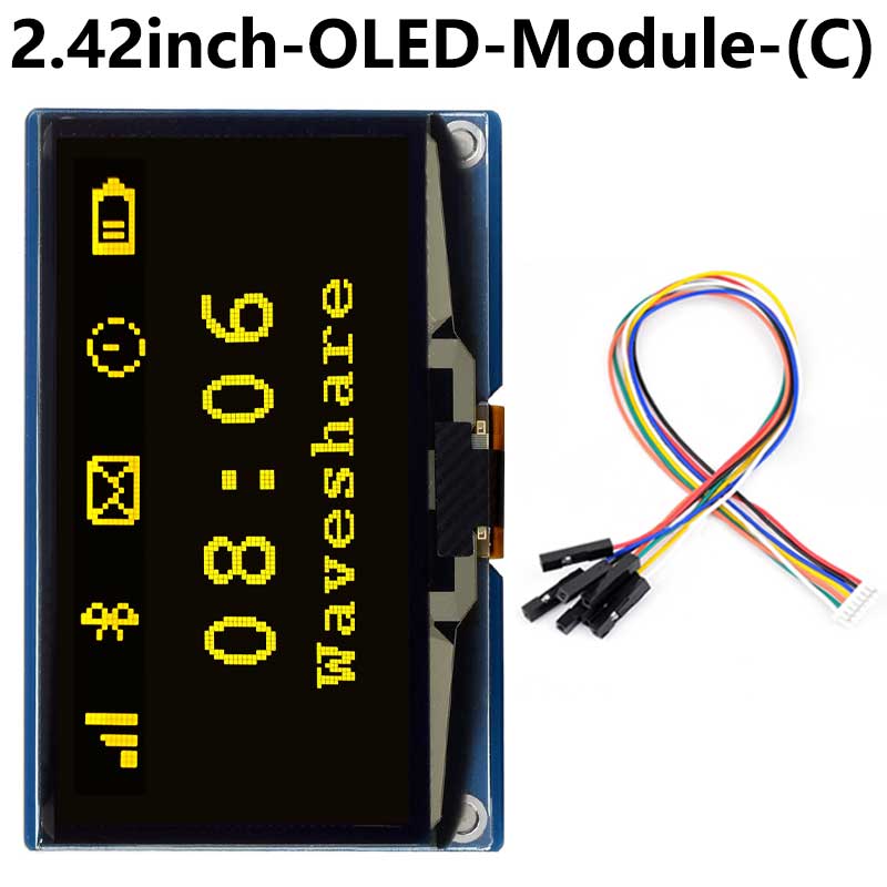 2.42 inch OLED Module with SPI/I2C Communication White/Yellow Display 128×64 Resolution