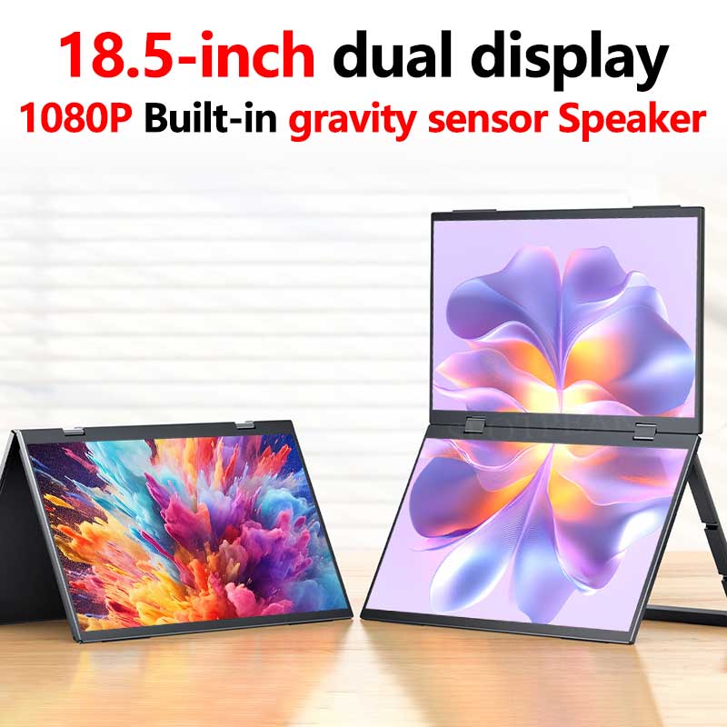 18.5 inch Dual LCD Computer PC Monitor Display Double Secondary Screen Type C Mini HDMI 1080P For Windows/MacOS