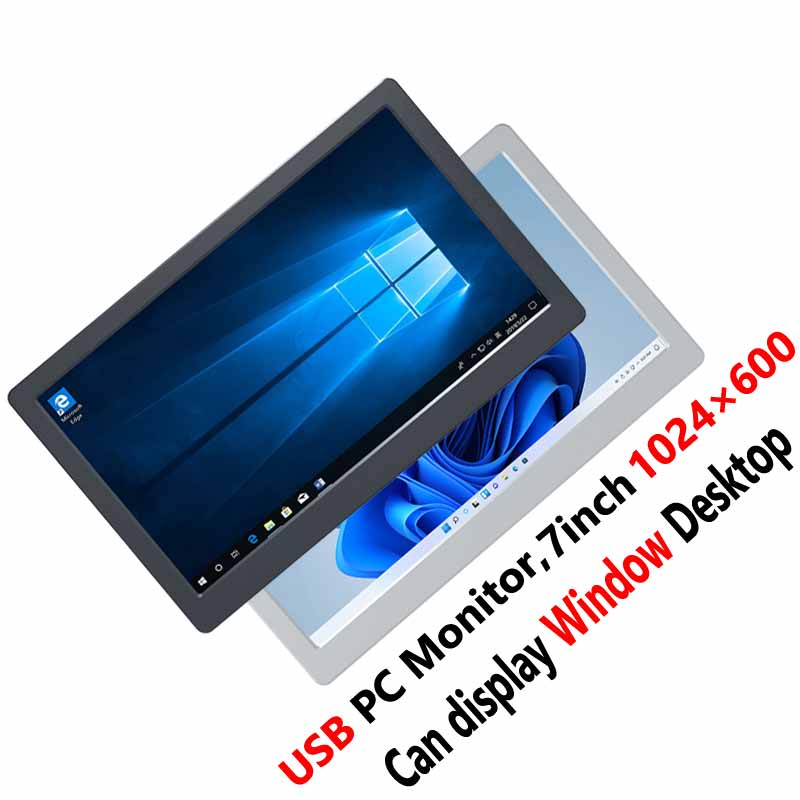 7inch LCD 1024×600 Computer PC Monitor Display Secondary Screen TypeC USB CPU RAM Only For Windows