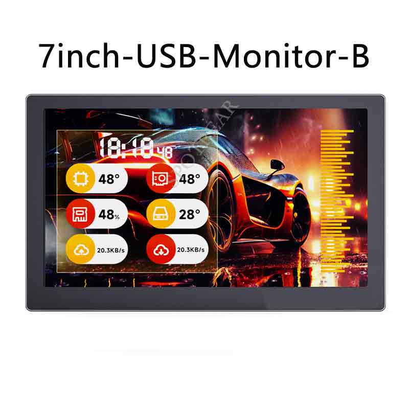 7inch LCD Computer Monitor Display Screen Type C USB Secondary Screen PC CPU GPU RAM Monitor