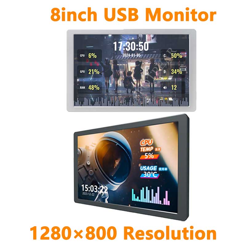 8inch LCD 1280x800 Computer PC Monitor Display Secondary Screen TypeC USB CPU RAM