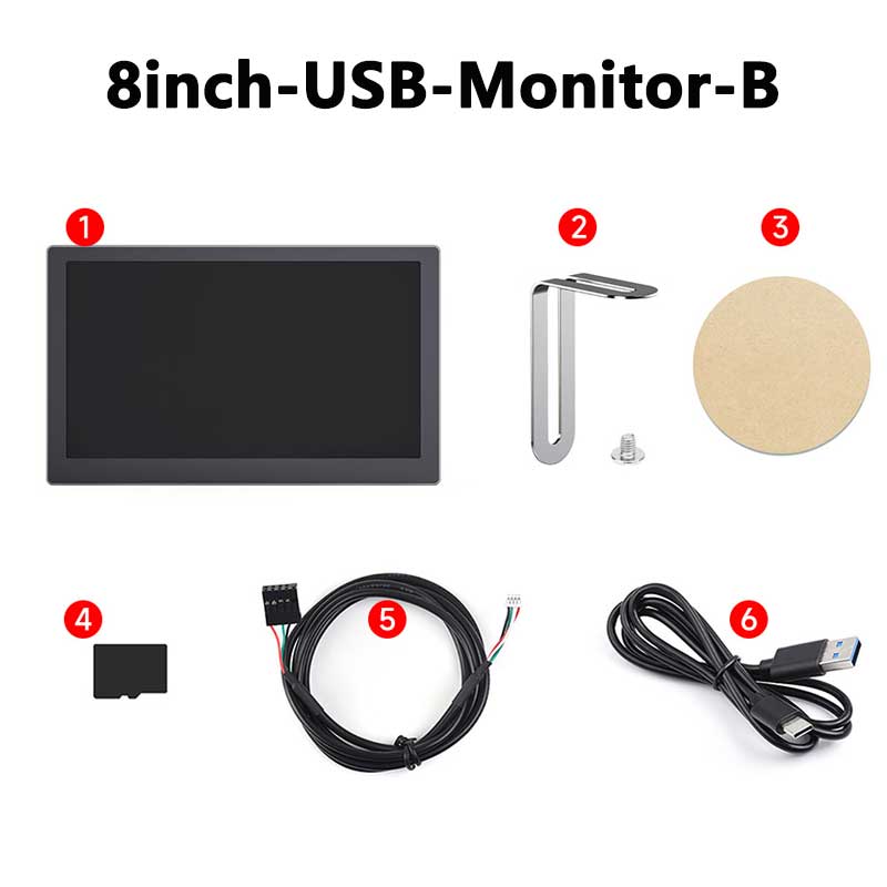 8inch LCD 1280x800 Computer PC Monitor Display Secondary Screen TypeC USB CPU RAM