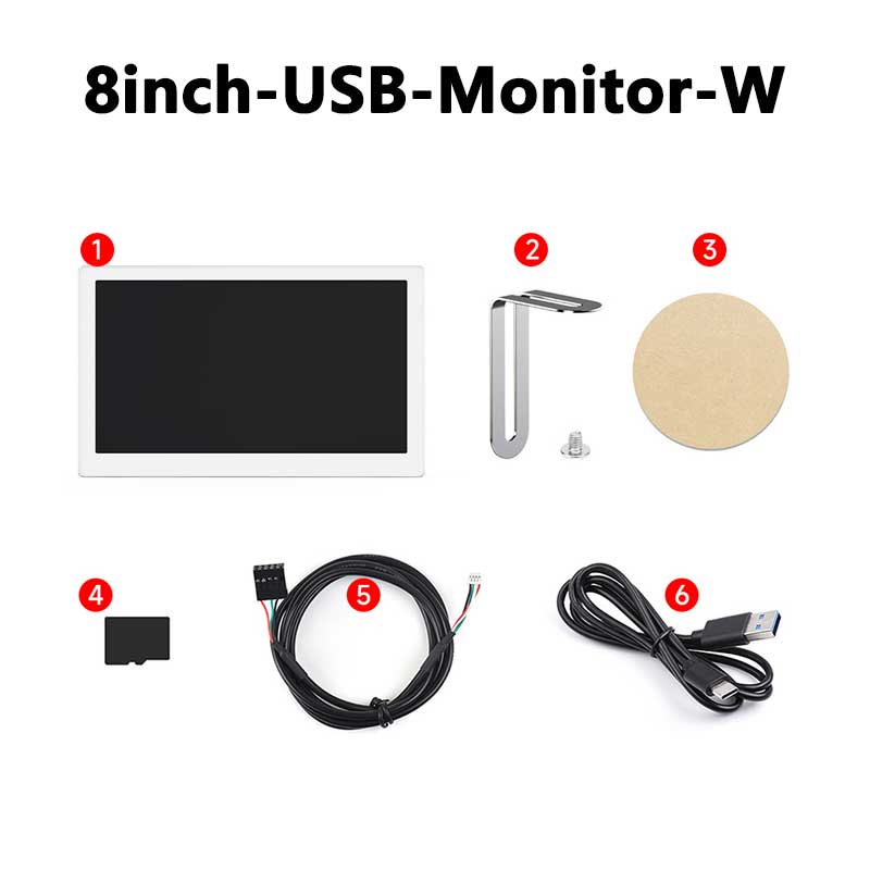 8inch LCD 1280x800 Computer PC Monitor Display Secondary Screen TypeC USB CPU RAM