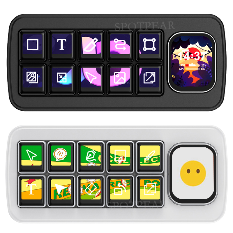 Computer AI Deepseek Mechanical Voice Keyboard Linux 10x0.85inch LCD Screen Customize keys + 2.01 inch Secondary Display