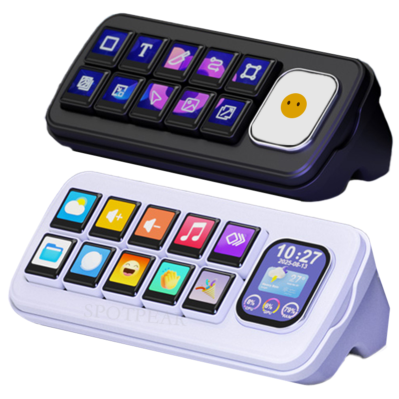 Computer AI Deepseek Mechanical Voice Keyboard Linux 10x0.85inch LCD Screen Customize keys + 2.01 inch Secondary Display