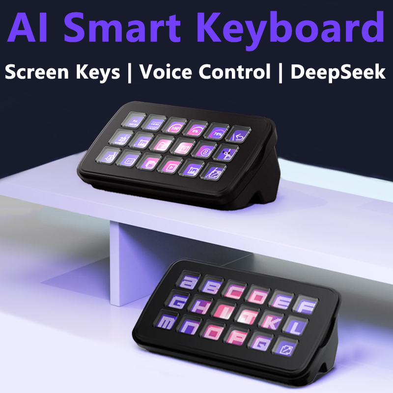 SK18 Computer AI Deepseek  Voice Keyboard Linux 18x1.58inch LCD Screen Customize keys