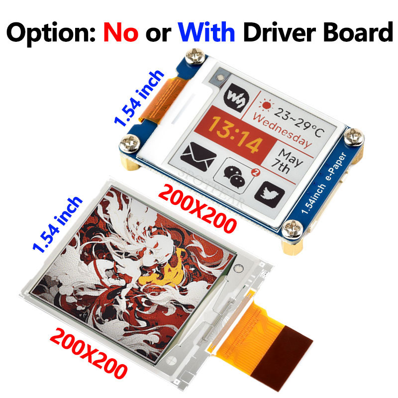 Raspberry Pi 1.54 inch e-Paper HAT+ (G) E-Ink Red/Yellow/Black/White 200x200 Screen Display For Arduino /STM32/Jetson