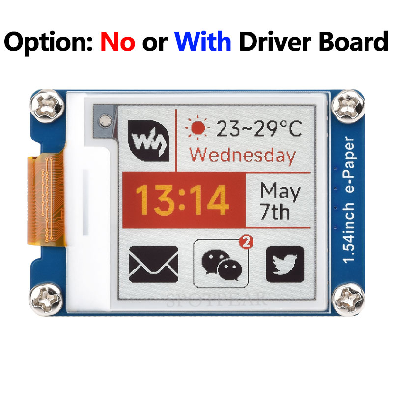 Raspberry Pi 1.54 inch e-Paper HAT+ (G) E-Ink Red/Yellow/Black/White 200x200 Screen Display For Arduino /STM32/Jetson