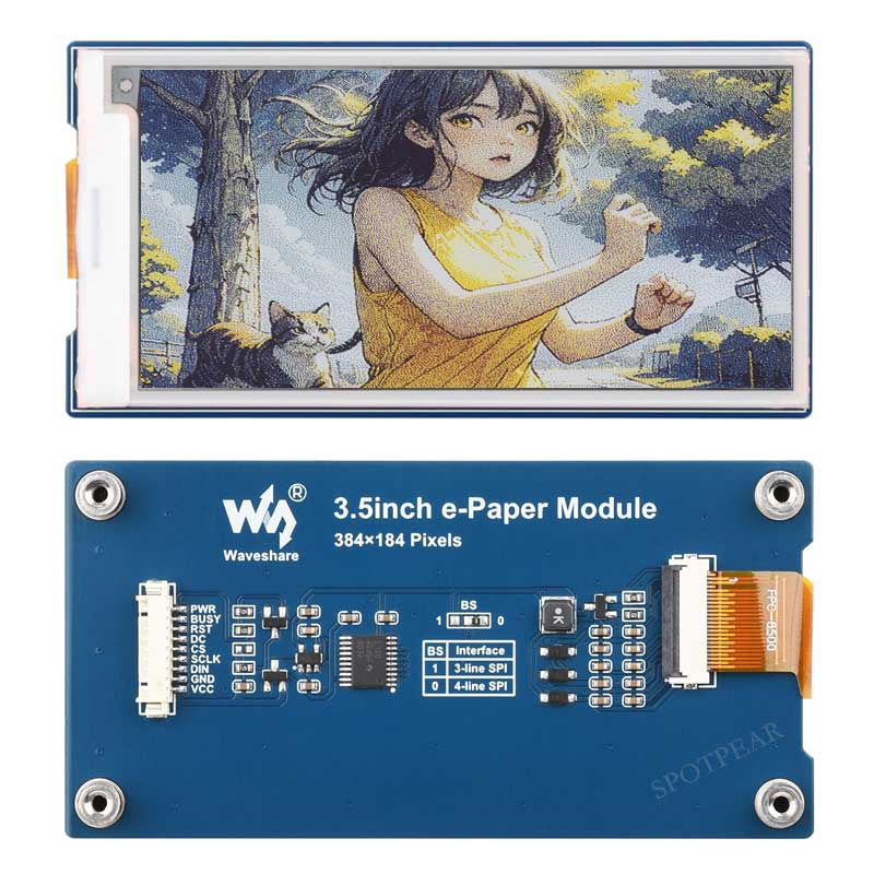Raspberry Pi 3.5 inch e-Paper link (G) RYBW 384x184 For Arduino / Jetson Nano / STM32