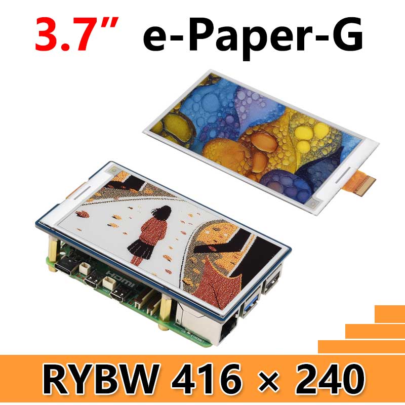 Raspberry Pi 3.7 inch e-Paper link (G) RYBW 416x240 For Arduino / Jetson Nano / STM32