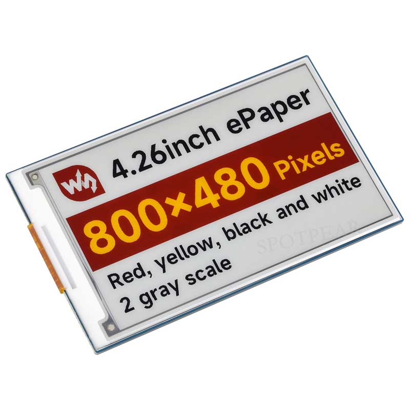 Raspberry Pi 4.26 inch e-Paper link (G) RYBW 800x480 For Arduino / Jetson / STM32 /ESP32
