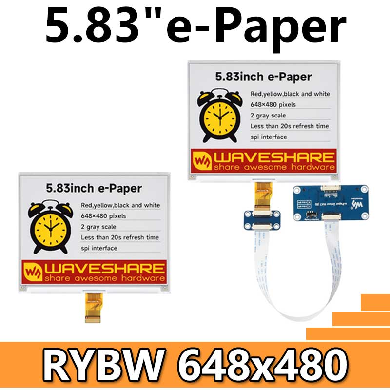 Raspberry Pi 5.83 inch e-Paper link (G) RYBW 800x480 For Arduino / Jetson / STM32 /ESP32