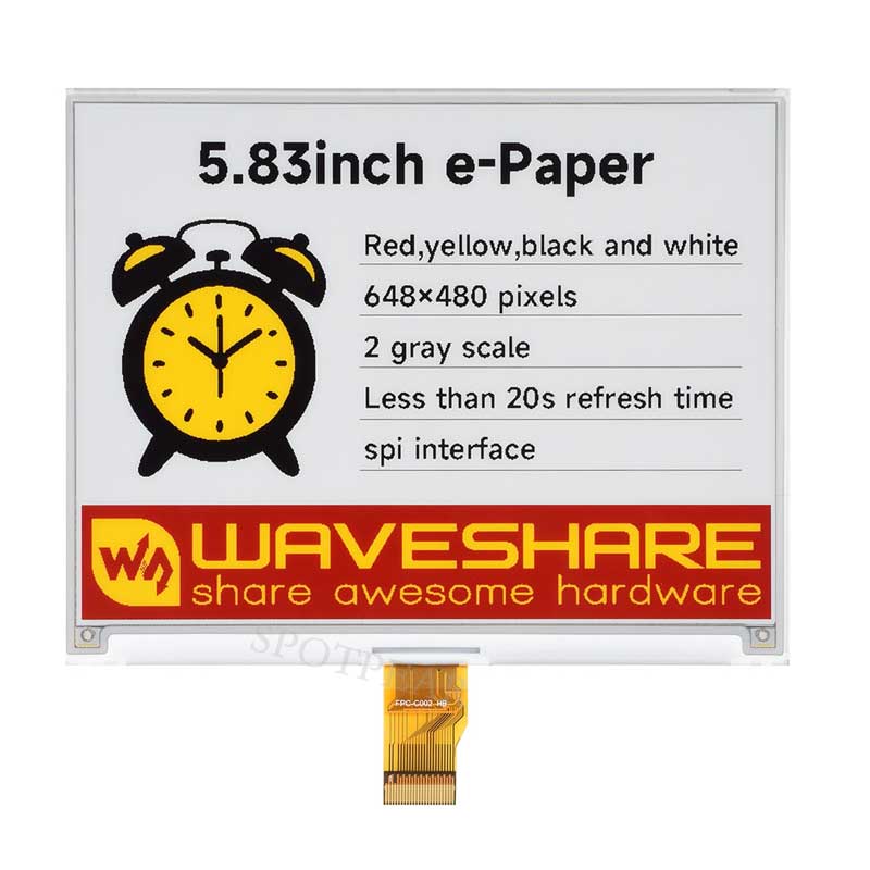 Raspberry Pi 5.83 inch e-Paper link (G) RYBW 800x480 For Arduino / Jetson / STM32 /ESP32
