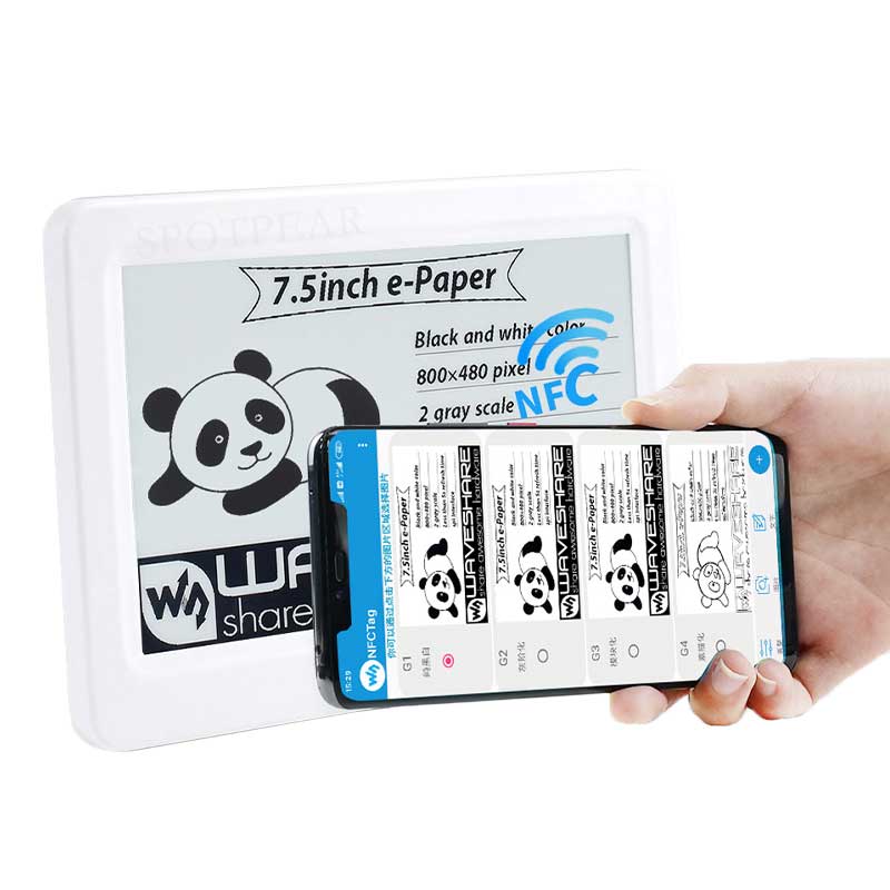 7.5 inch Passive NFC e-Paper BW Display 7.5inch E-ink Screen No Need Battery Wireless Powered Data Transfer