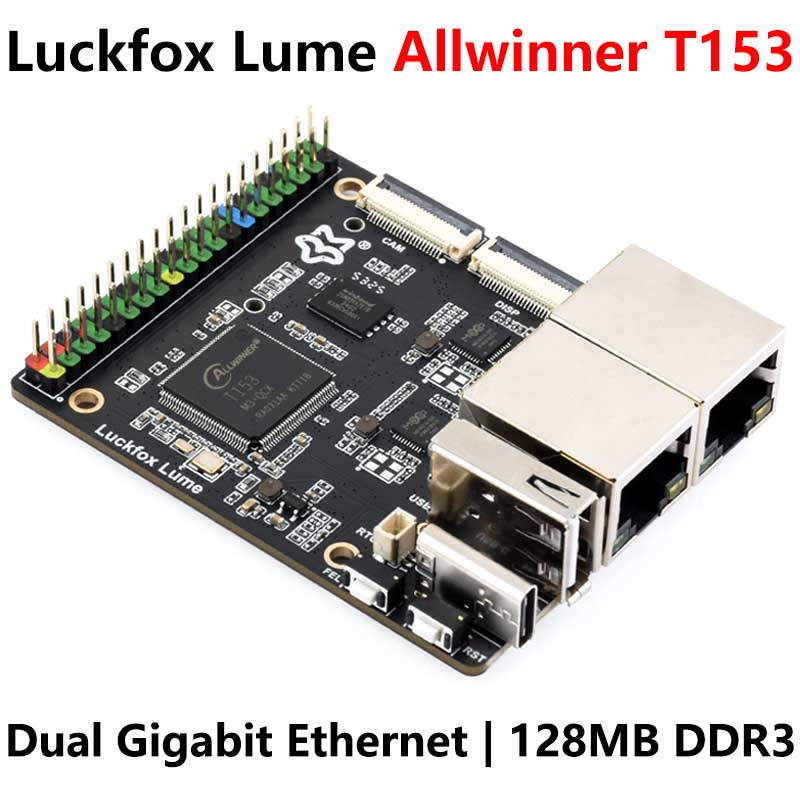 Luckfox Lume Allwinner T153 Linux Development Board 128MB DDR3 Dual Gigabit Ethernet Ports