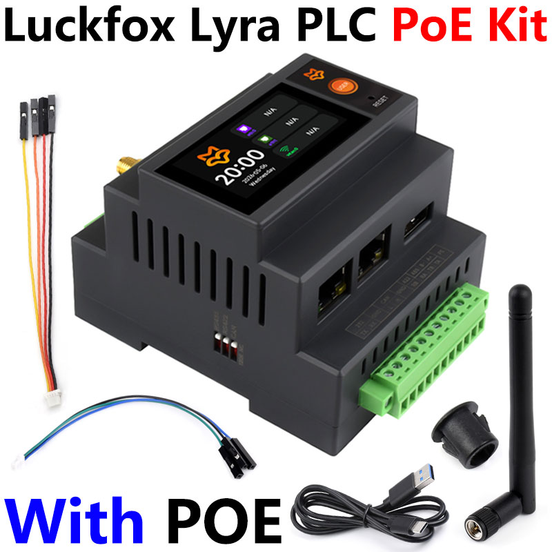 Luckfox Lyra PLC RK3506B Programmable Logic Controller 1.9inch LCD Touchscreen Dual 100Mbps Ethernet Ports