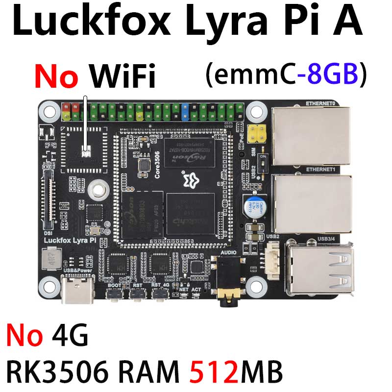 Luckfox Lyra Pi A/B RK3506 Rockchip Linux Board For MIPI/DSI Display WIFI6/4G/eMMC