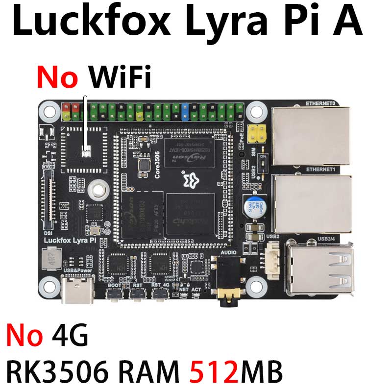 Luckfox Lyra Pi A/B RK3506 Rockchip Linux Board For MIPI/DSI Display WIFI6/4G/eMMC