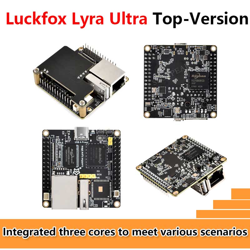 Top-Version Luckfox Lyra Ultra RK3506B OnBoard EMMC-8GB Mic Option WiFi6 /PoE With Audio and Display Port