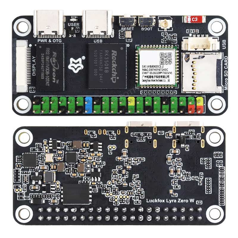 Luckfox Lyra Zero W RK3506B Rockchip Linux Board For MIPI/DSI Display Size compatible with Raspberry Pi Zero