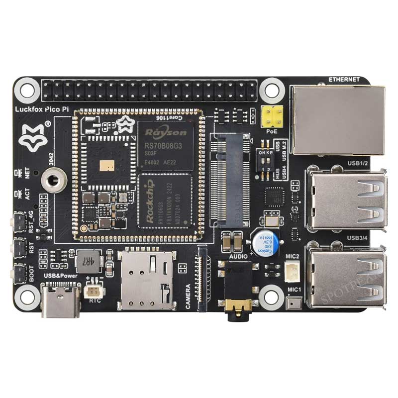 Luckfox Pico Pi A/B EMMC Mic Option WiFi6 /4G RV1106 G2/G3 RAM 128/256MB Core1106 Audio Display Port Size Compatible with Raspberry