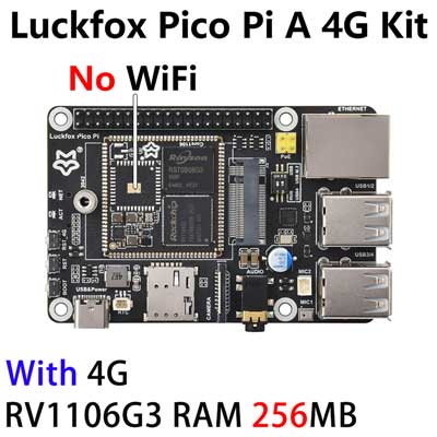 Luckfox Pico Pi A/B EMMC Mic Option WiFi6 /4G RV1106 G2/G3 RAM 128/256MB Core1106 Audio Display Port Size Compatible with Raspberry