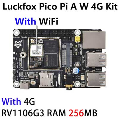 Luckfox Pico Pi A/B EMMC Mic Option WiFi6 /4G RV1106 G2/G3 RAM 128/256MB Core1106 Audio Display Port Size Compatible with Raspberry