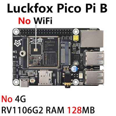 Luckfox Pico Pi A/B EMMC Mic Option WiFi6 /4G RV1106 G2/G3 RAM 128/256MB Core1106 Audio Display Port Size Compatible with Raspberry