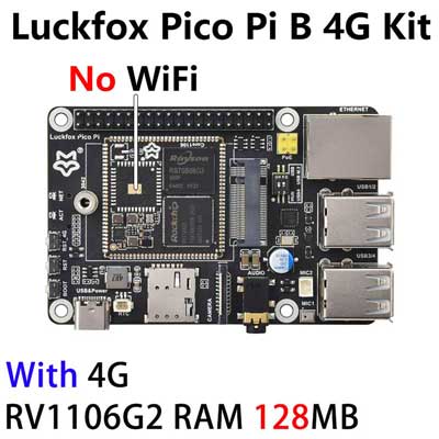 Luckfox Pico Pi A/B EMMC Mic Option WiFi6 /4G RV1106 G2/G3 RAM 128/256MB Core1106 Audio Display Port Size Compatible with Raspberry