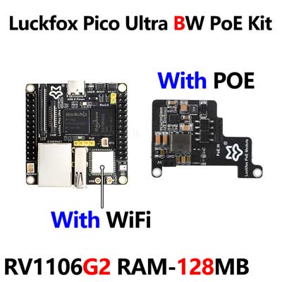 Luckfox Pico Ultra B OnBoard EMMC-8GB Mic Option WiFi6 /PoE RV1106G2 With Audio and Display Port