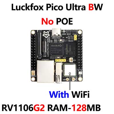 Luckfox Pico Ultra B OnBoard EMMC-8GB Mic Option WiFi6 /PoE RV1106G2 With Audio and Display Port